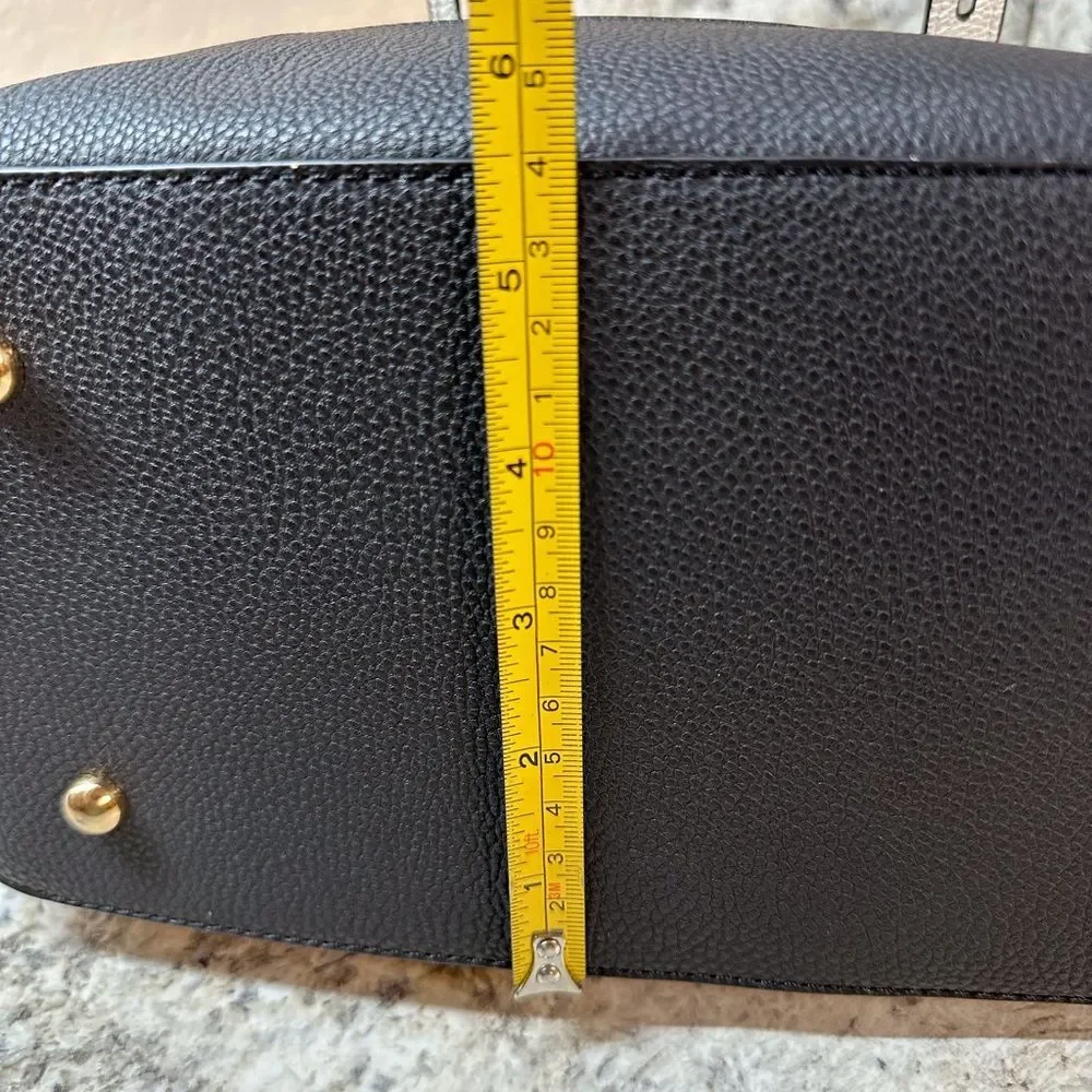 Adrienne Vittadini Black White Colorblock Collection Barrel Bag